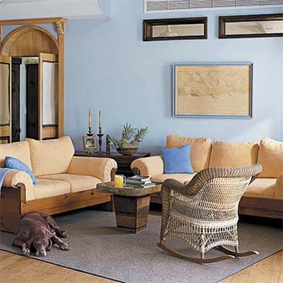 art hung at eye level in an open room with high ceilings