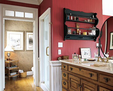 two-sided vanity, marble counter