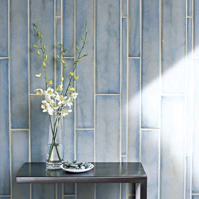 tiles behind a flower vase