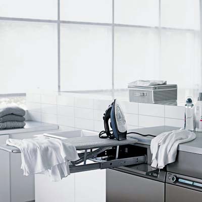 ironing board and clothes