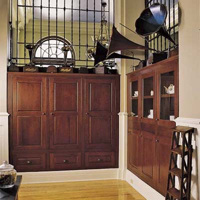 Cherrry cabinets in the lobby 