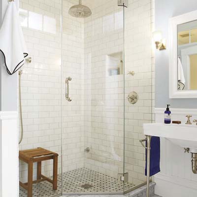 new shower in remodeled bathroom