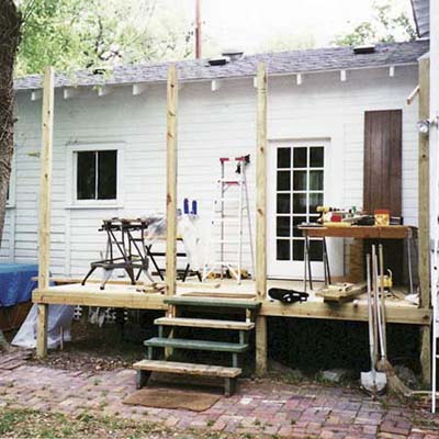 rotting deck before remodel of 1909 Craftsman