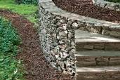 a mortared-stone retaining wall