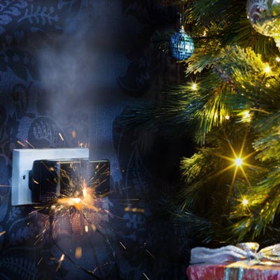 christmas light wires sparking in outlet