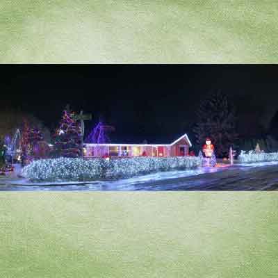 house in champaign, illinois; holiday home decorations and holiday lights