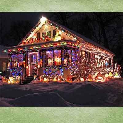 holiday house in madison, wisconsin; holiday home decorations and holiday lights