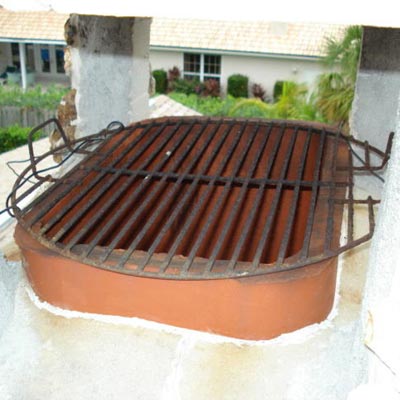 spark arrester made into outdoor barbecue in home inspection