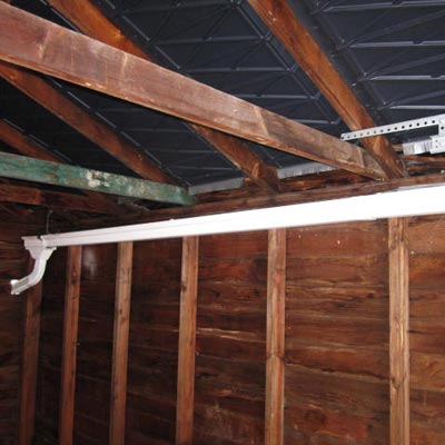 gutter installed inside garage in home inspection