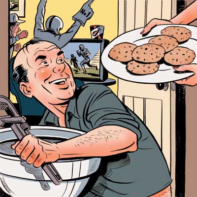 happy plumber fixing pipes on a holiday