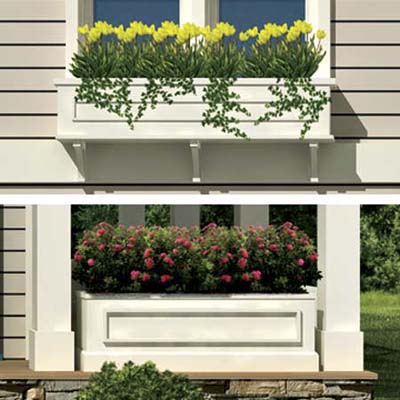 the Photoshop rendering of an architect's proposed changes to a house emphasizing a windowbox and planter