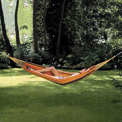 a woman in a hammock made by Texsport