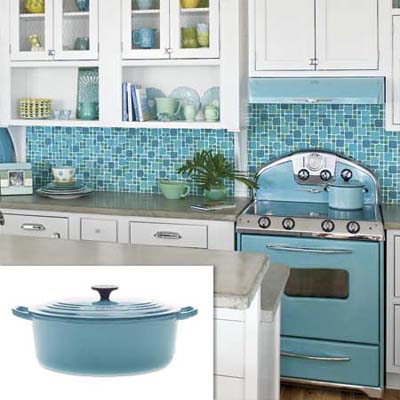blue enameled cast iron pot