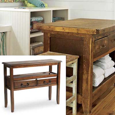 console table adds storage and workspace in a tight spot