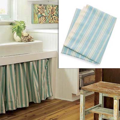 aqua striped fabric 