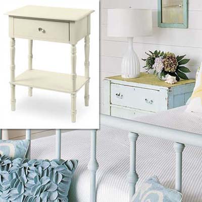 end table with turned legs and glass knob