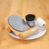 stamp, acrylic paint, foam mini roller and plate for stamp painting