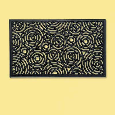 rubber rectangular doormat with circle pattern design; welcome mat