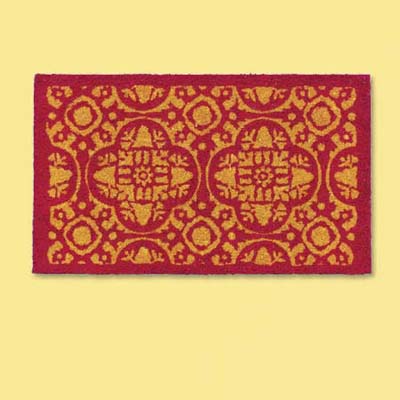 natural fiber doormat with the look of a small oriental rug; welcome mat