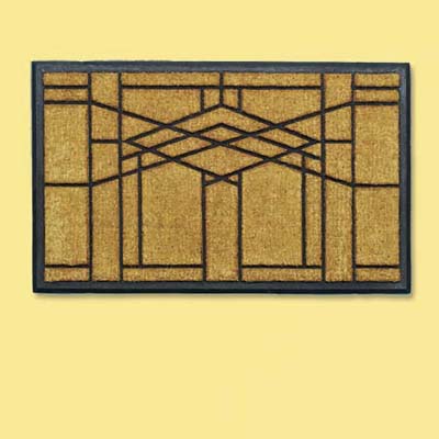 natural fiber and rubber doormat with a stark frank lloyd wright inspired design; welcome mat