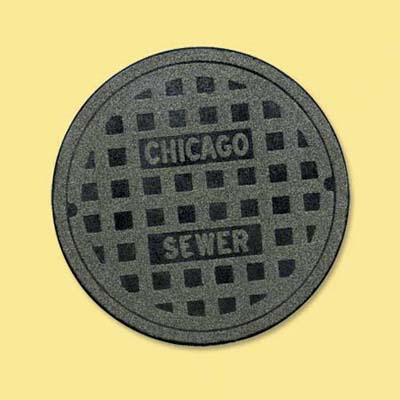 recycled rubber and nylon doormat in the shape of a manhole cover