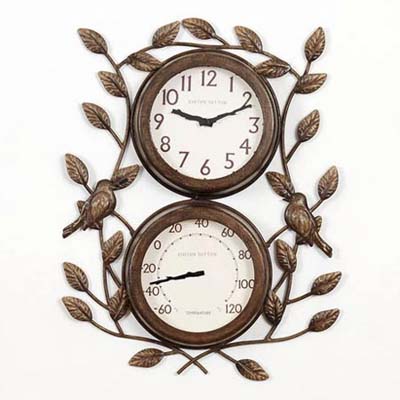 metal clock and thermometer from bellacor