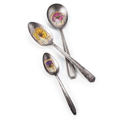 spoons decorated with flower designs