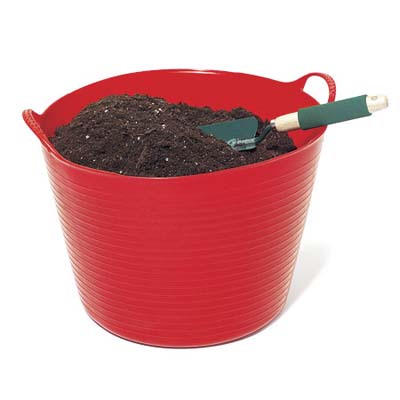 Potting soil in red pail