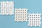 three examples of black-and-white basketweave tile