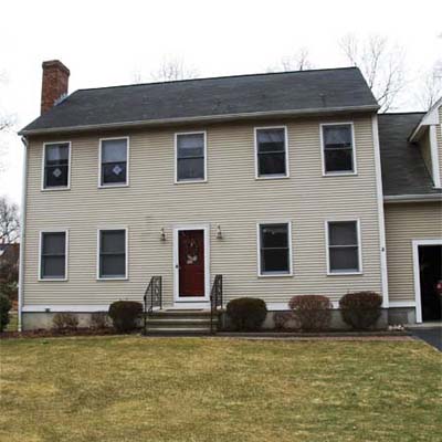 beige colonial house exterior