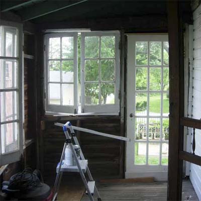 unfinished enclosed porch