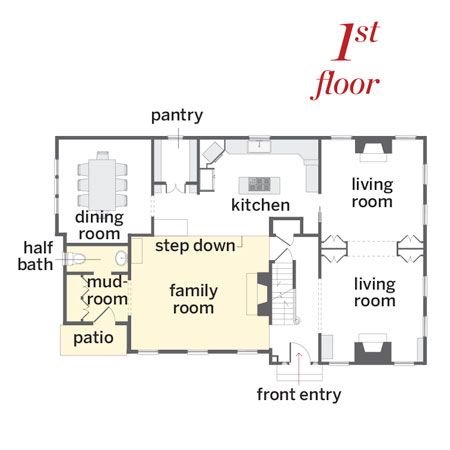 first floor floor plan for this remodeled greek revival