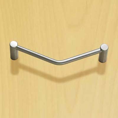 stainless steel bar pull with a bent design for cabinets and drawers