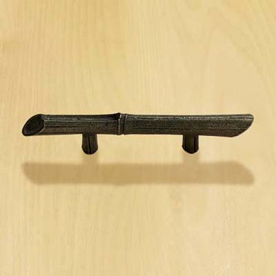solid pewter bar pull with brass fittings and finish and bamboo design for cabinets and drawers
