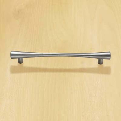 stainless steel bar pull with a flared design for cabinets and drawers