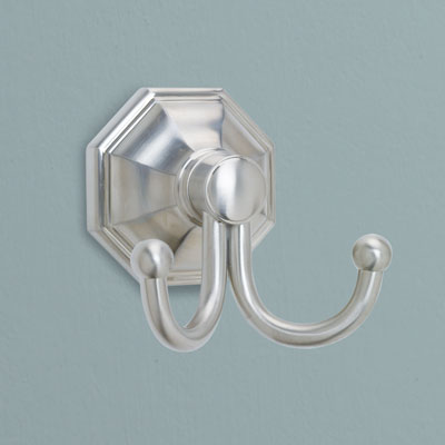 an brass bath hook from Norwell Lighting with a brushed nickel finish