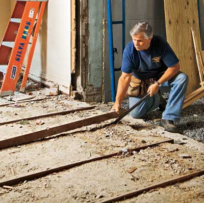 ripped out basement floor
