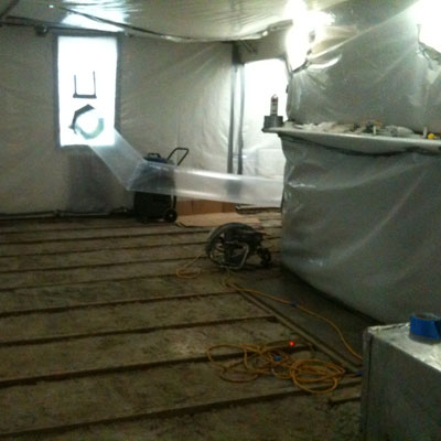 sealed off room with asbestos