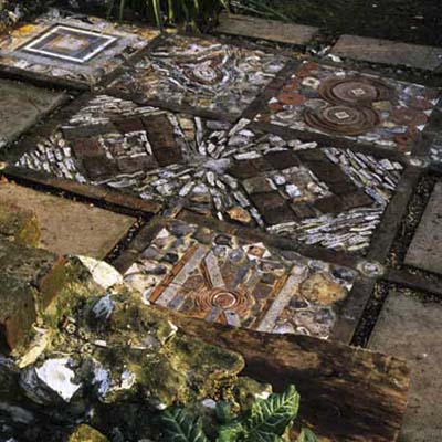 eclectic looking mixed materials mosaic design