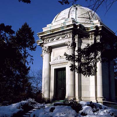 This mausoleum for A.C. Taylor demonstrates Beaux-Arts design