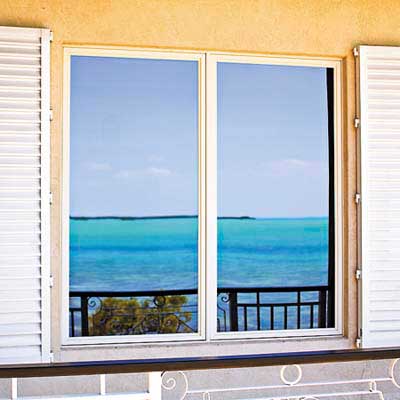 exterior frames of a window in Key Largo eco-friendly house