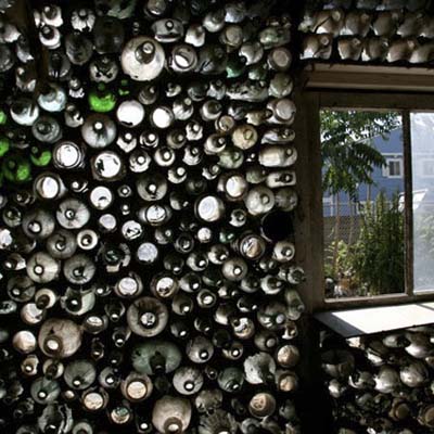 insie of one of grandma prisbrey's bottle village structures