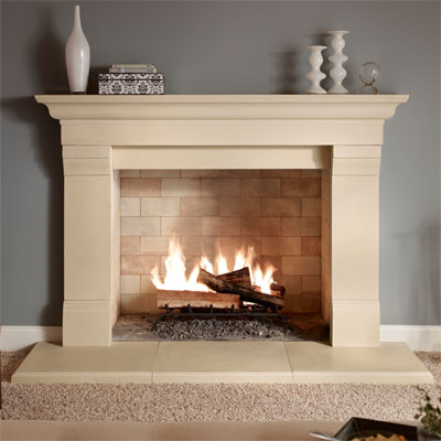 pre-fab fireplace in four pieces found at the 2011 International Builder's Show