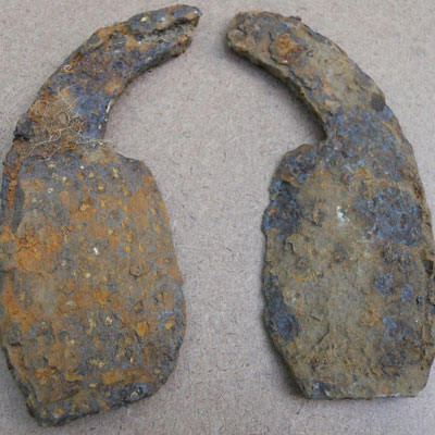 Ox shoes found at the Titlow family home in Bedford, Massachusetts 