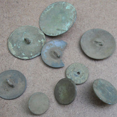 Clothes buttons found at the Titlow family home in Bedford, Massachusetts 