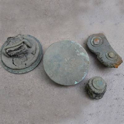 Harness rosettes found at the Titlow family home in Bedford, Massachusetts 