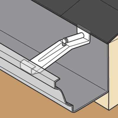 closeup illustration of gutter fastened with a hanger
