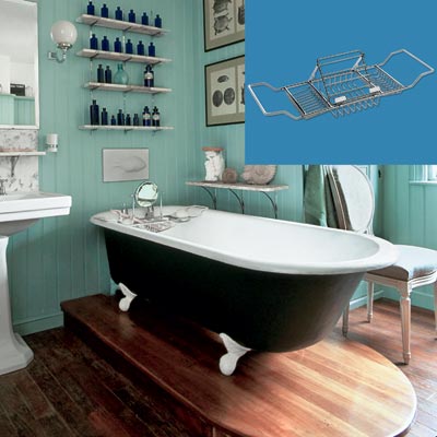 a turn-of-the-century vintage-style bath with a tub caddy rack