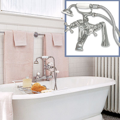 Edwardian-style tub filler for a Victorian-style bath tub