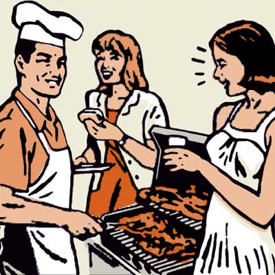 illustration of barbecue on deck